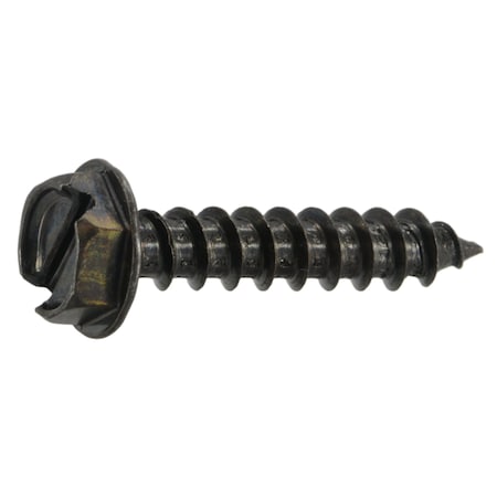 Midwest Fastener Sheet Metal Screw, #7 x 3/4 in, Black Oxide Steel Flange Hex Head Slotted Drive, 25 PK 39565
